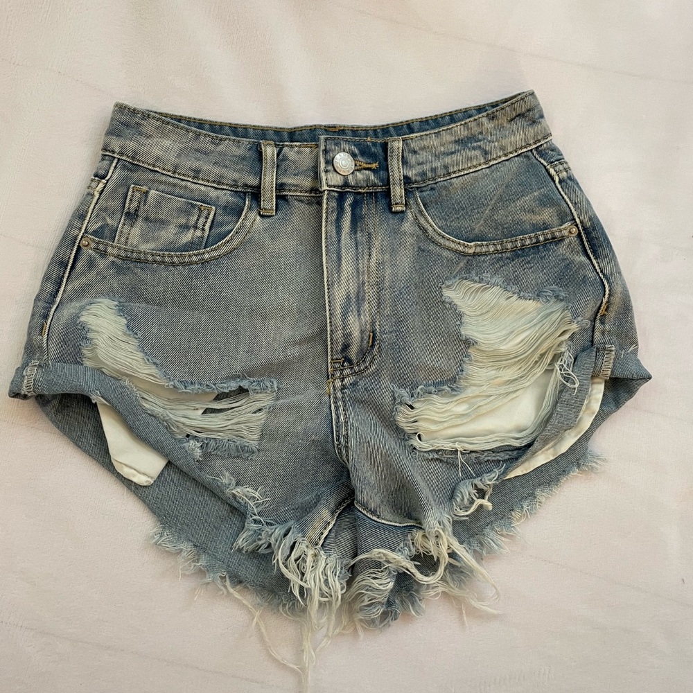 Ripped jean shorts